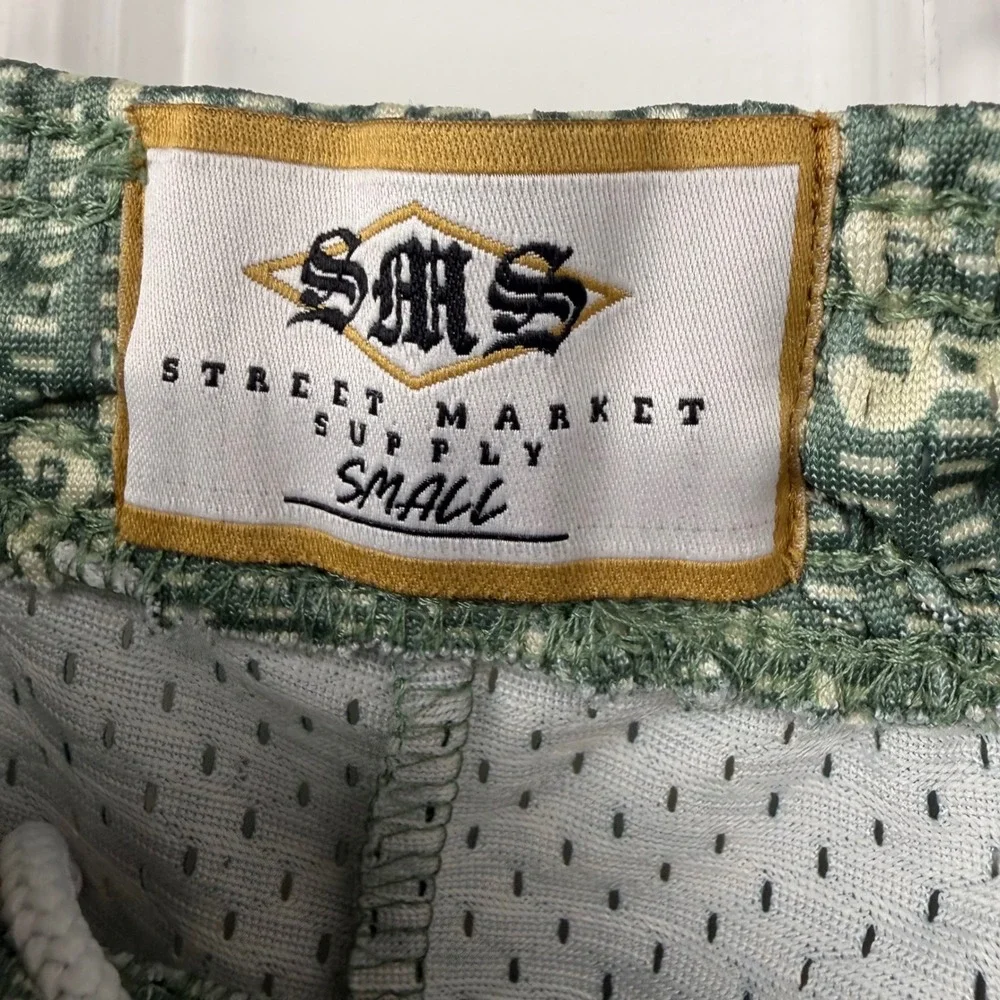 Street Market Supply SMS Monogram Mesh Shorts Mens Small Sage Green Streetwear